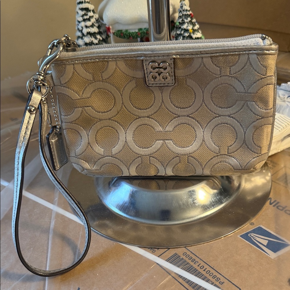 Coach Beige Signature Wristlet